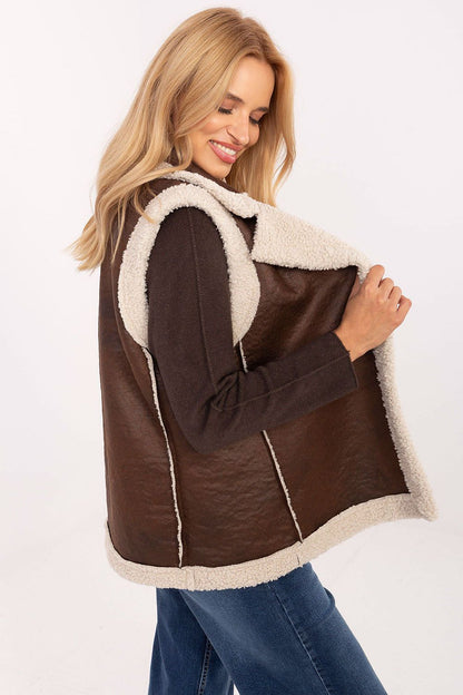 Fashion-forward women's lightweight polyester fur vest in EU size 0, ideal for autumn and winter layering, by the brand Factory Price.