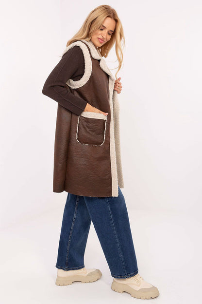 Trendy women's faux fur vest, 100% polyester, designed for effortless layering in colder seasons by Factory Price.