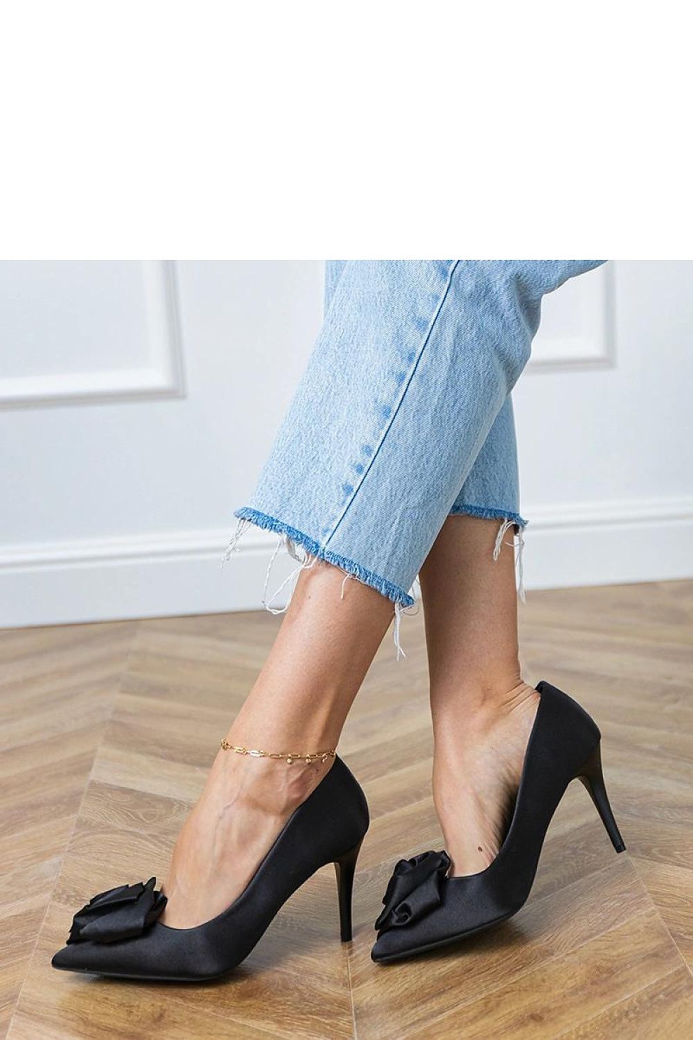 Solea luxury satin pumps with floral detail, showcasing 9cm heel and elegant evening footwear design.