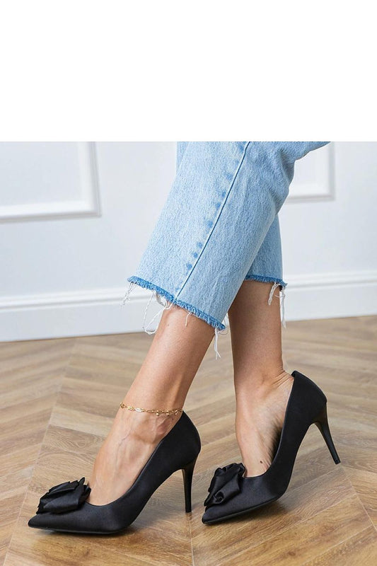 Solea luxury satin pumps with floral detail, showcasing 9cm heel and elegant evening footwear design.