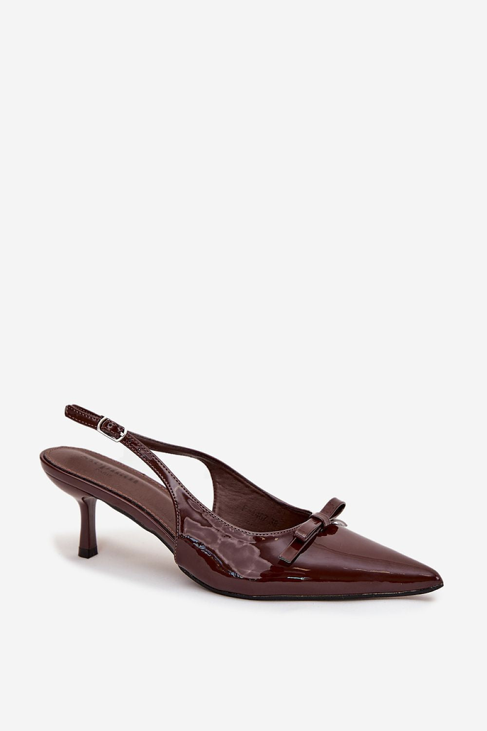 Elegant eco-leather heel pumps with stiletto from Step in Style, featuring an adjustable strap and classic feminine design, perfect for special occasions.
