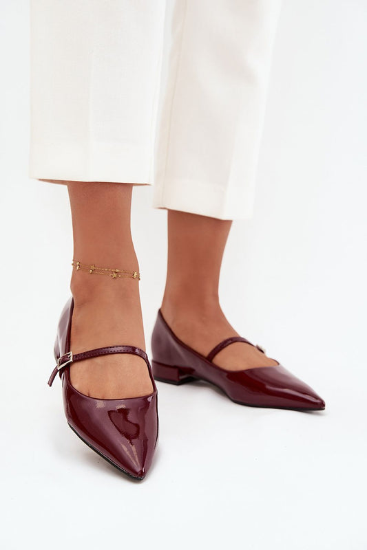 Elegant women's patent leather ballet flats with low heel by Step in Style, showcasing their sophisticated design suitable for any occasion.