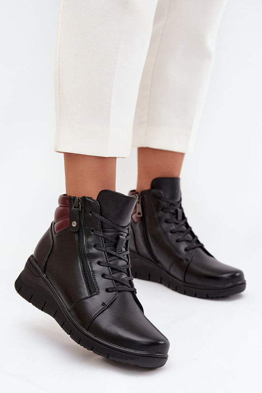Vinceza Women's Natural Leather Buskin Boots with Wedge Heel, showcasing their elegance and comfort, perfect for luxury style.