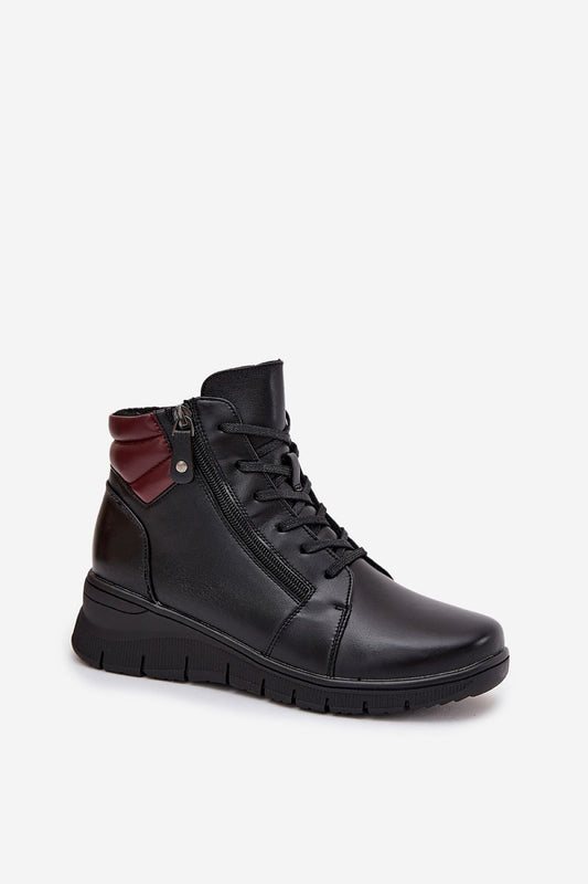 Side view of Vinceza Women's Natural Leather Buskin Boots, emphasising the delicate wedge heel and luxe natural leather.