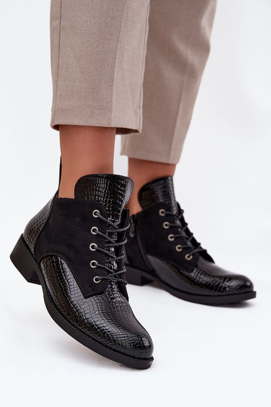 Luxury Women's eco leather ankle boots by Step in Style, featuring stylish lacing and a zipper, ideal for chic comfort.