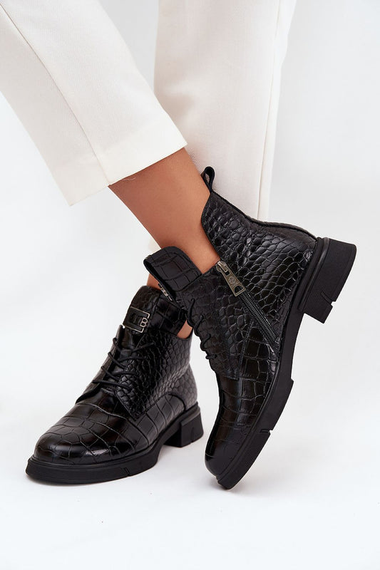 Vinceza Women's Natural Leather Ankle Boots featuring a luxurious zipper and laces, perfect for elegant and casual styling, sizes EU 36-40.