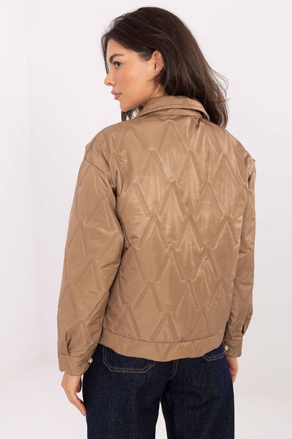 Premium Women's Quilted Jacket from Rue Paris displayed on a model, ideal for autumn, winter, and spring layering with an elegant silhouette.