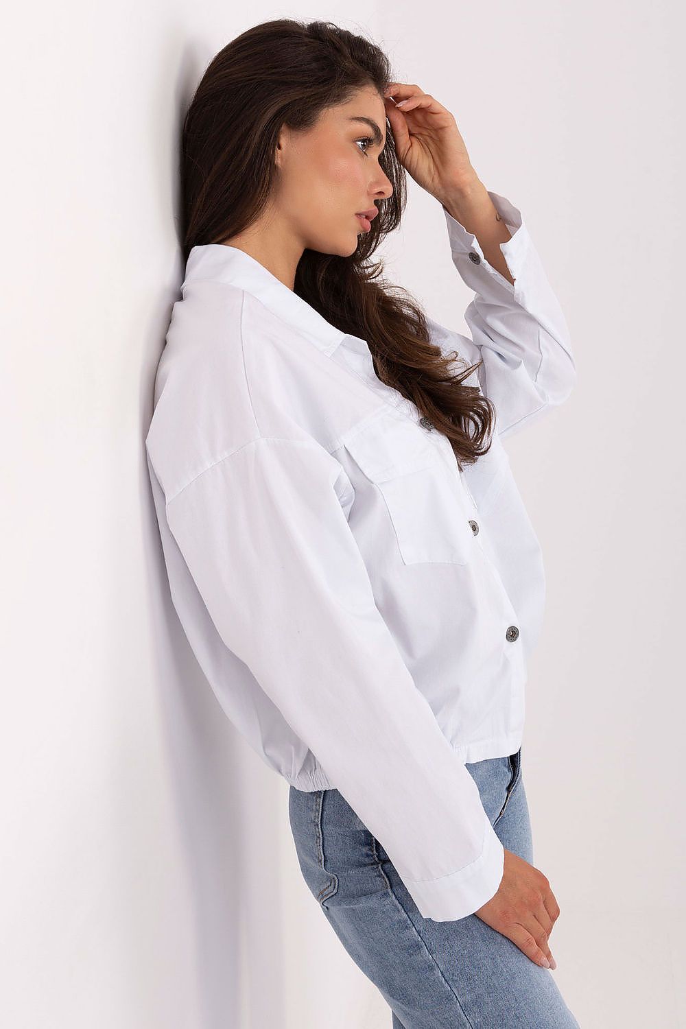 Rue Paris Long Sleeve Casual Shirt worn in a stylish outfit, epitomising modern chic and versatility.