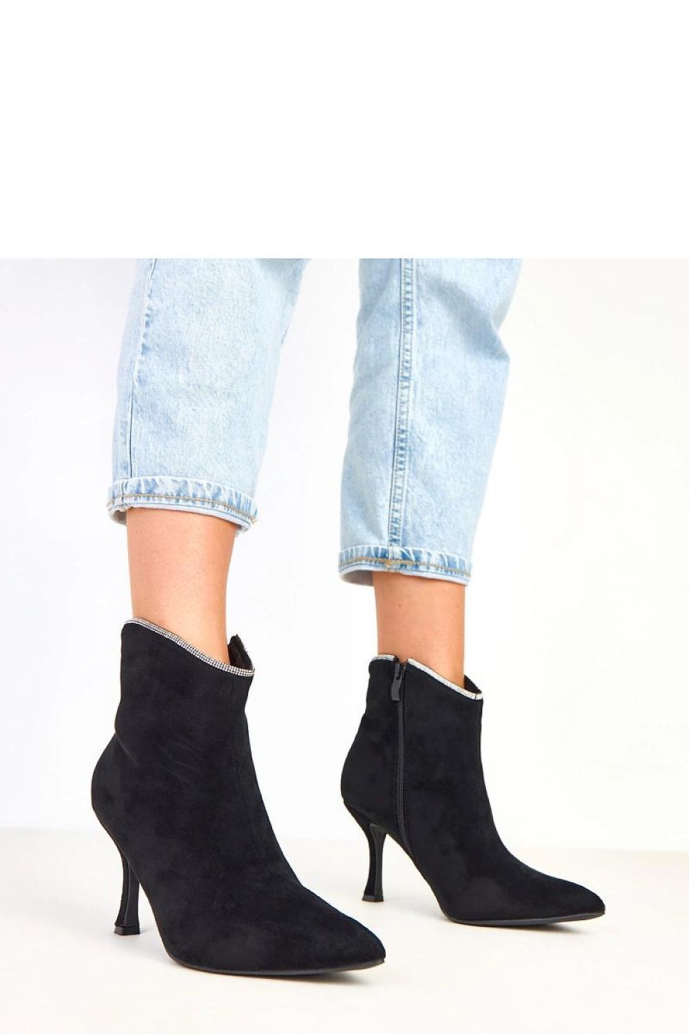 Solea women's ankle boots showcasing exquisite suede material with zircon embellishments, perfect for evening styles.
