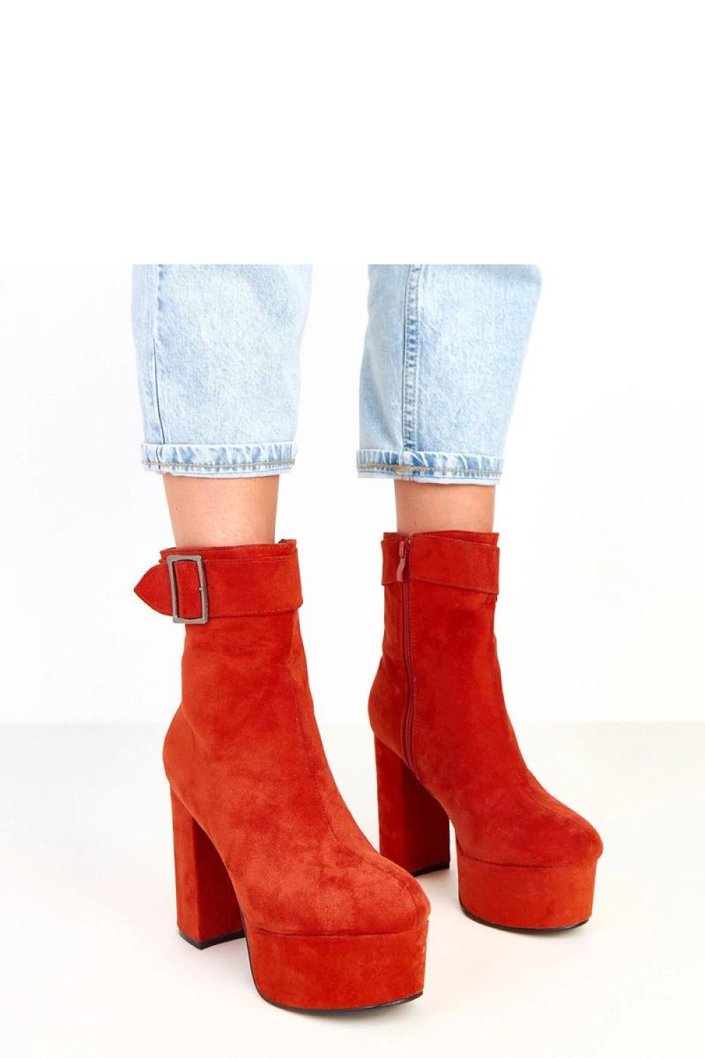Solea Women's Elegant Ankle Boots in Eco-Friendly Suede with 12 cm heel, showcasing the decorative buckle detail and the stylish round toe design, perfect for a luxurious look.