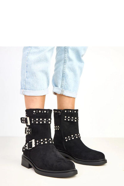 Elegant women's ankle boots by Solea, crafted from eco suede, featuring chic buckles and sparkling zircon details, ideal for stylish women.