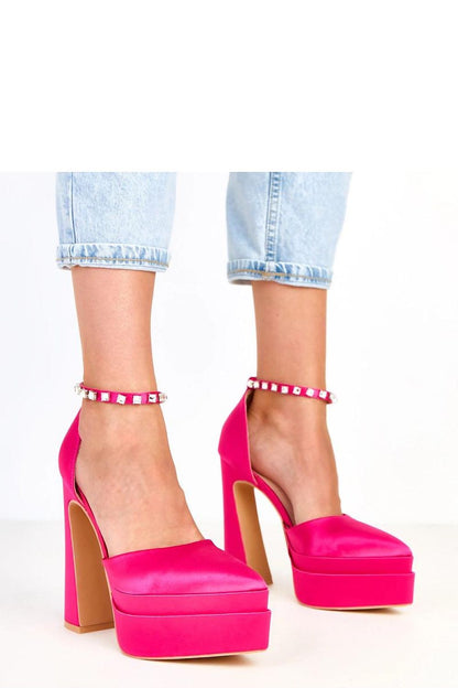 Solea Elegant Satin Heel Pumps featuring a stylish 15cm heel and sparkling zircon-buckle strap, perfect for sophisticated women's footwear.