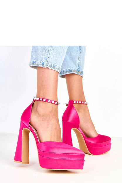 Solea elegant satin heel pumps featuring a stunning 15cm column heel and zircon-buckle strap, perfect for special occasions.