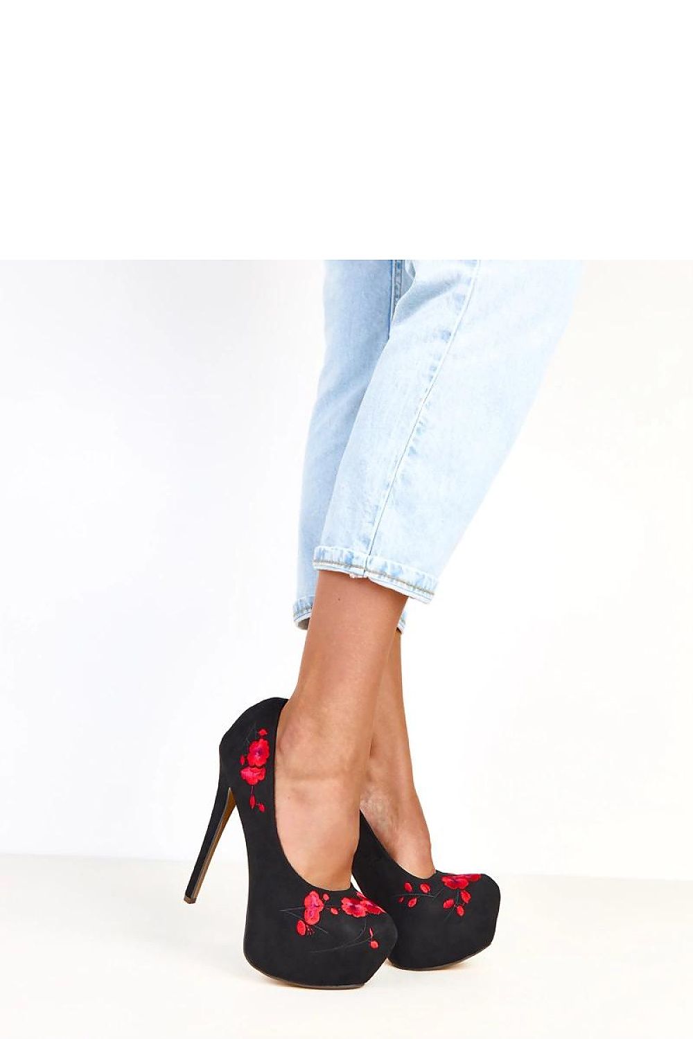 Elegant women's high heels by Solea featuring decorative flowers, crafted from eco-friendly suede with a stunning 15.5cm heel.
