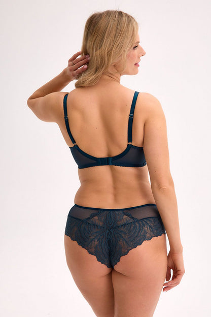 Luxurious Gaia Brazilian Panties with mesh decorations and decorative bow, highlighting feminine elegance and comfort.