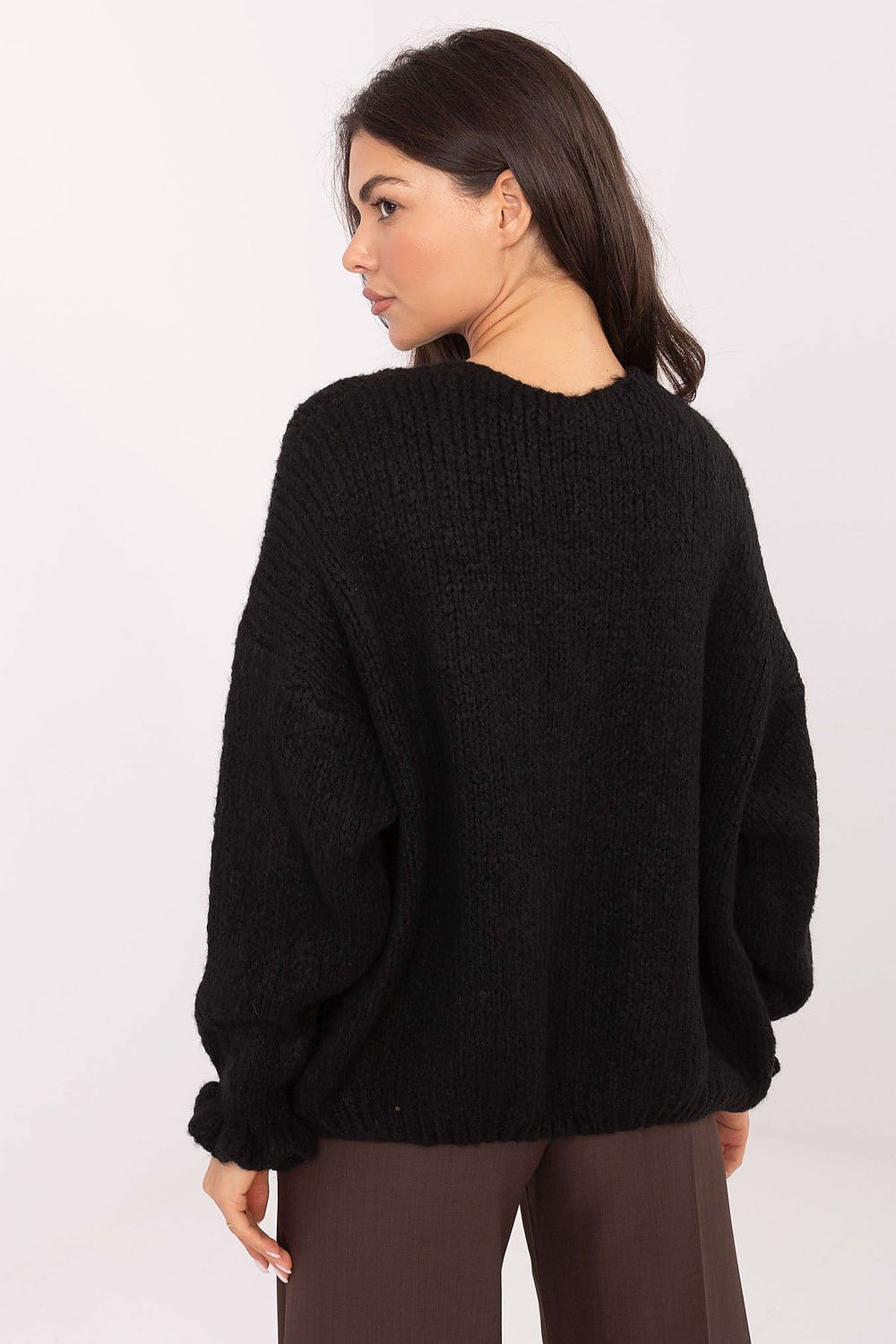 Close-up of Rue Paris women's cardigan showcasing the delicate ruffle sleeve detail and luxurious fabric texture.