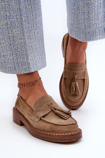 Luxury women's suede moccasins with tassels by Step in Style, available in EU sizes 36-41, ideal for both casual and elegant wear.