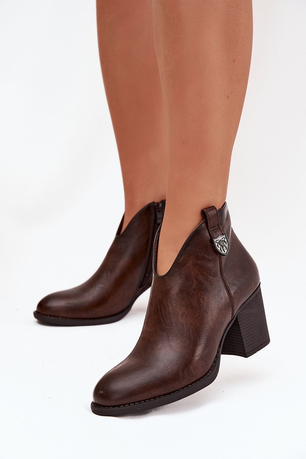Luxury Women's eco leather ankle boots with warm interior by Step in Style, featuring a stylish zipper and decorative strap, available in EU sizes 36-41.