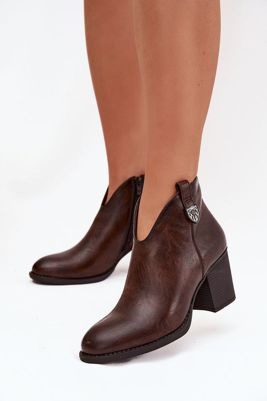 Luxury Women's eco leather ankle boots with warm interior by Step in Style, featuring a stylish zipper and decorative strap, available in EU sizes 36-41.