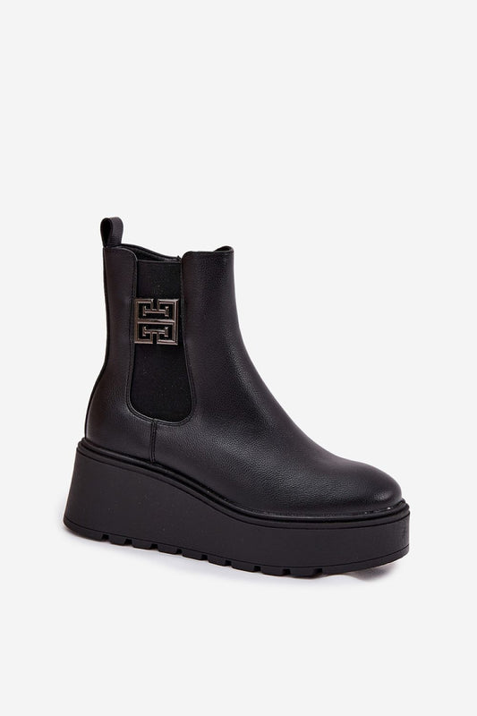 Elegant Vinceza Women's ankle boots in high-quality eco leather, showcasing a sleek wedge heel and comfortable lining for stylish all-day wear.