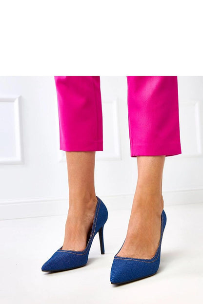 Elegant women's high heels by Solea featuring denim-like fabric, 10cm stiletto heel for sophisticated style and comfort.