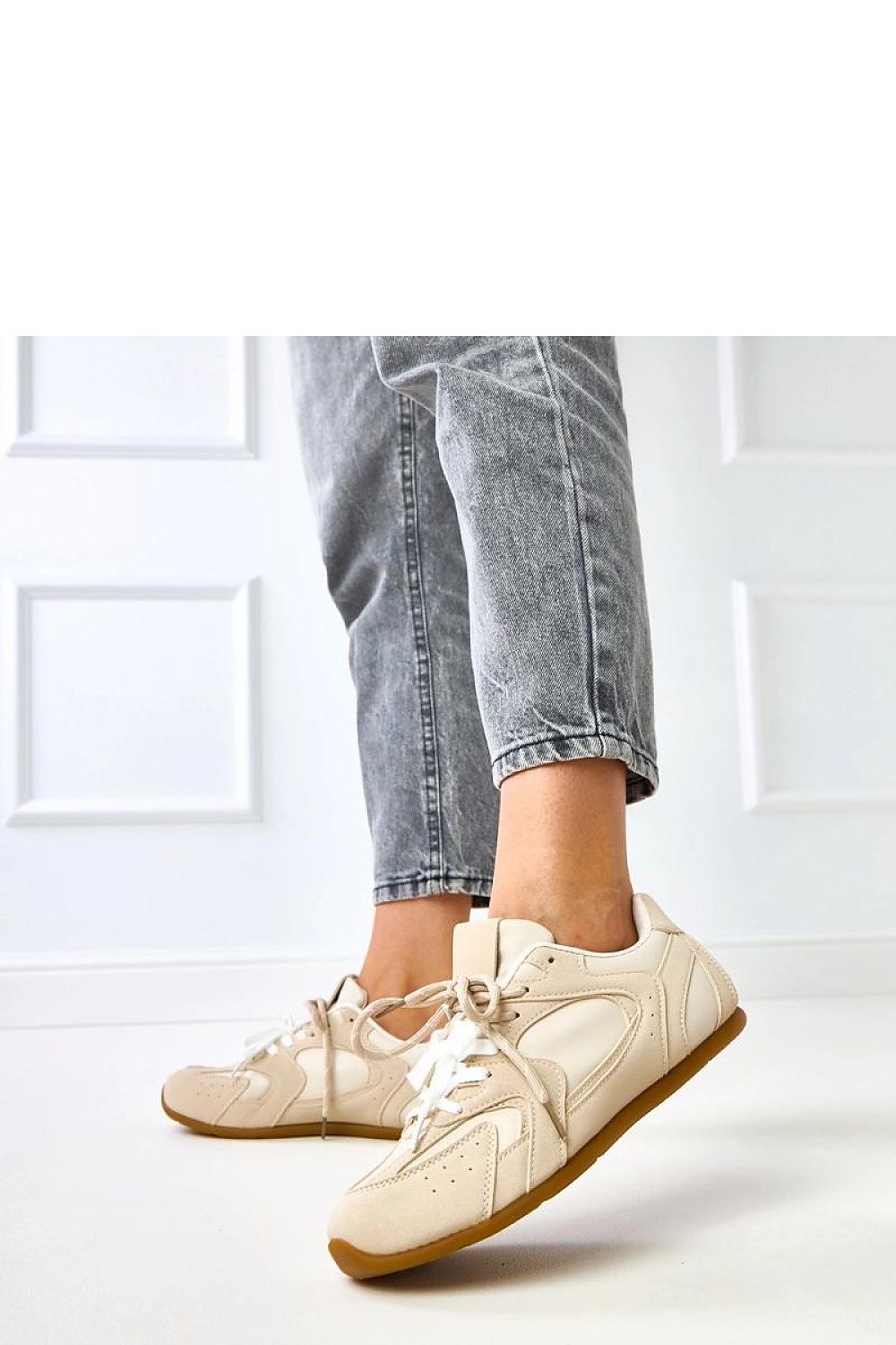 Elegant view of Solea Eco-Friendly Suede Sport Shoes with white accents, showcasing trendy laced design for sophisticated comfort.