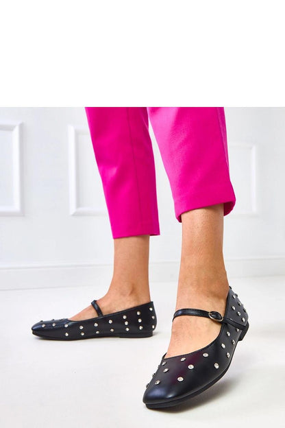Elegant crystal-embellished eco-leather ballet flats by Solea, showcasing a sophisticated design with a square toe and low 1cm heel, perfect for both casual and formal outfits.
