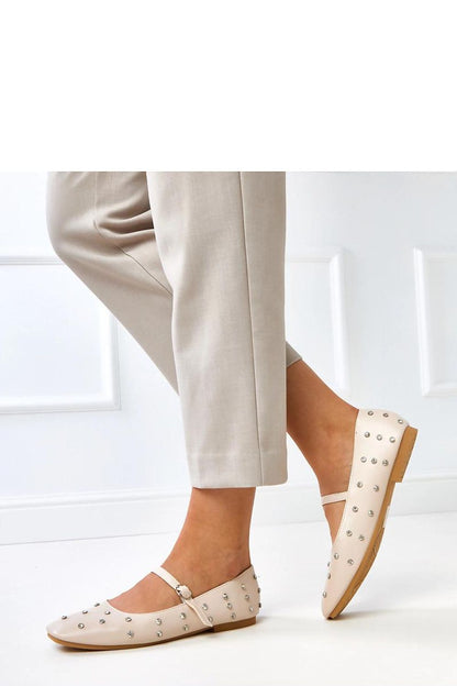 Close-up of Solea's eco-leather ballet flats adorned with decorative crystals, emphasizing luxury and comfort for elegant wear.