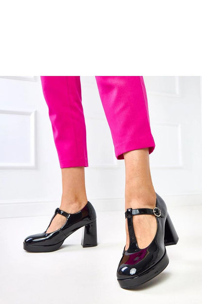 Elegant 9 cm block heel buckle shoes by Solea, crafted from eco-leather, showcasing a sophisticated square toe design, perfect for stylish women at work or formal events.