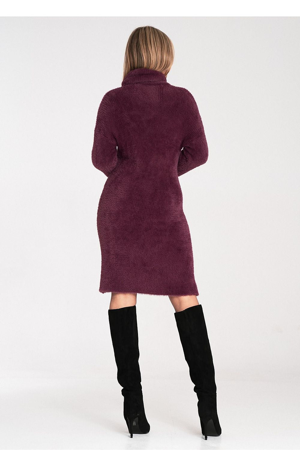 Back view of the Elegant Fluffy Fabric Daydress by Figl, emphasizing the high-quality craftsmanship and comfortable fit for EU Size 0.