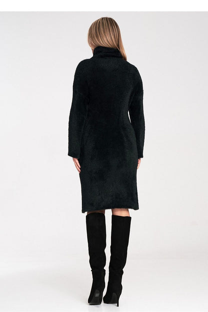 Elegant Fluffy Fabric Daydress by Figl displayed on a model, featuring a sophisticated silhouette and luxurious soft fabric.