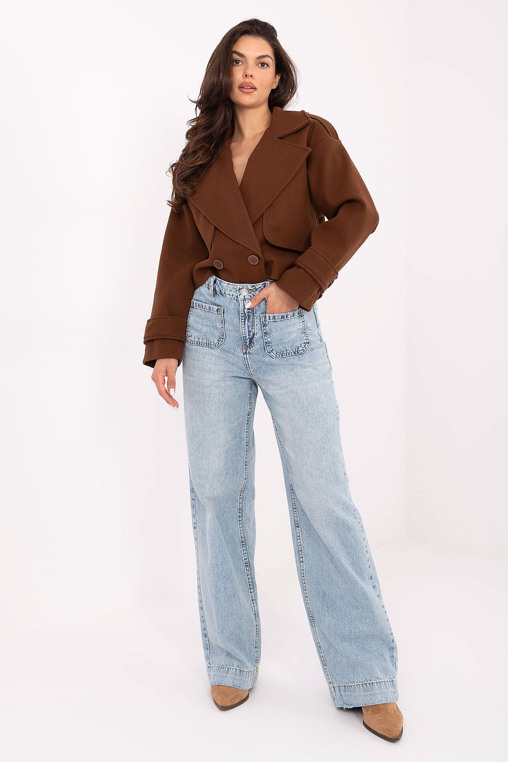 Sublevel Women's Wide Leg High Waist Jeans in cotton, showcasing a luxurious modern casual style, perfect for a chic everyday look.