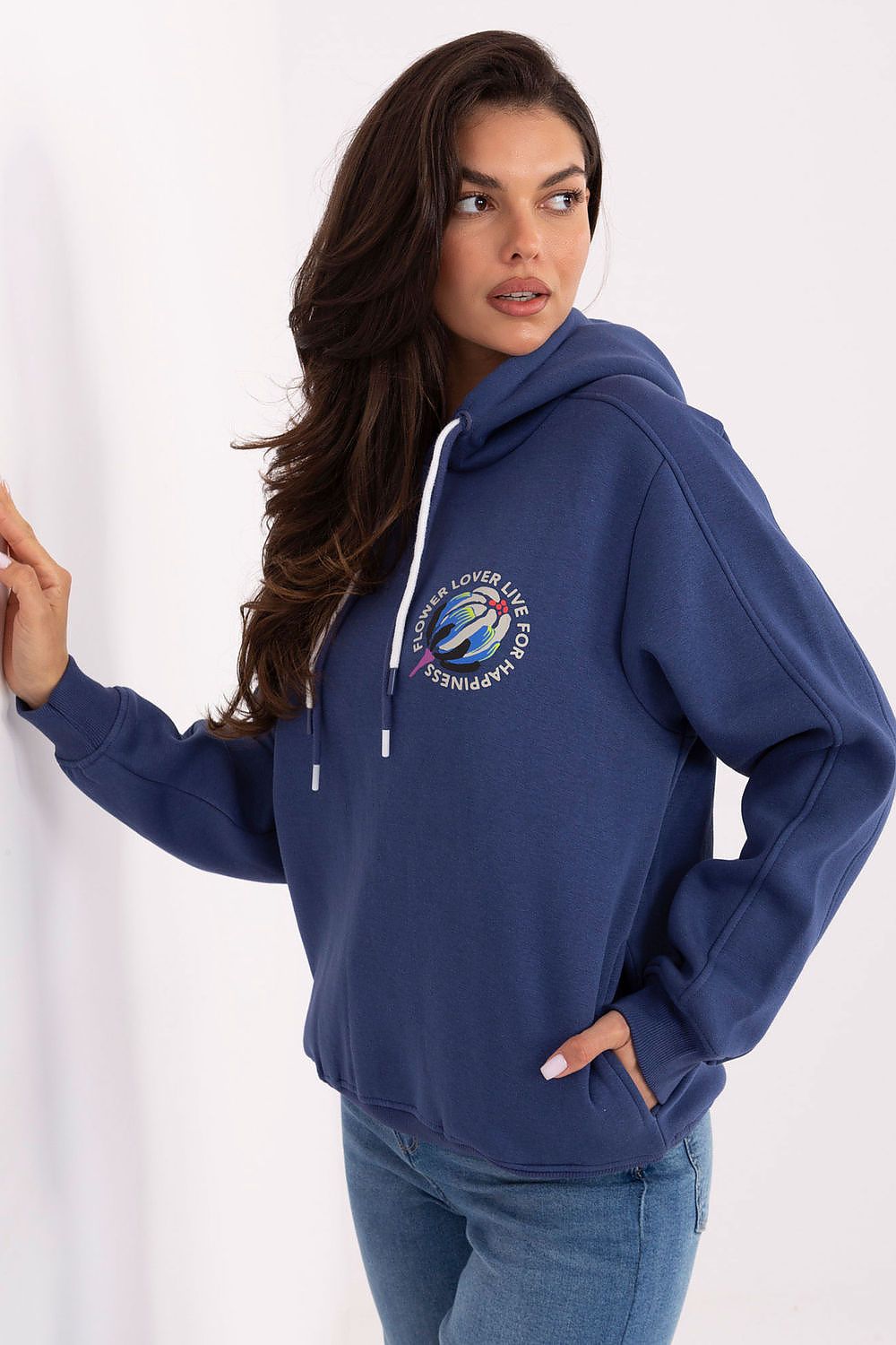 Elegant Sublevel Women's Casual Sweatshirt featuring a stylish hood, drawstrings, and unique prints, perfect for a luxurious everyday look.