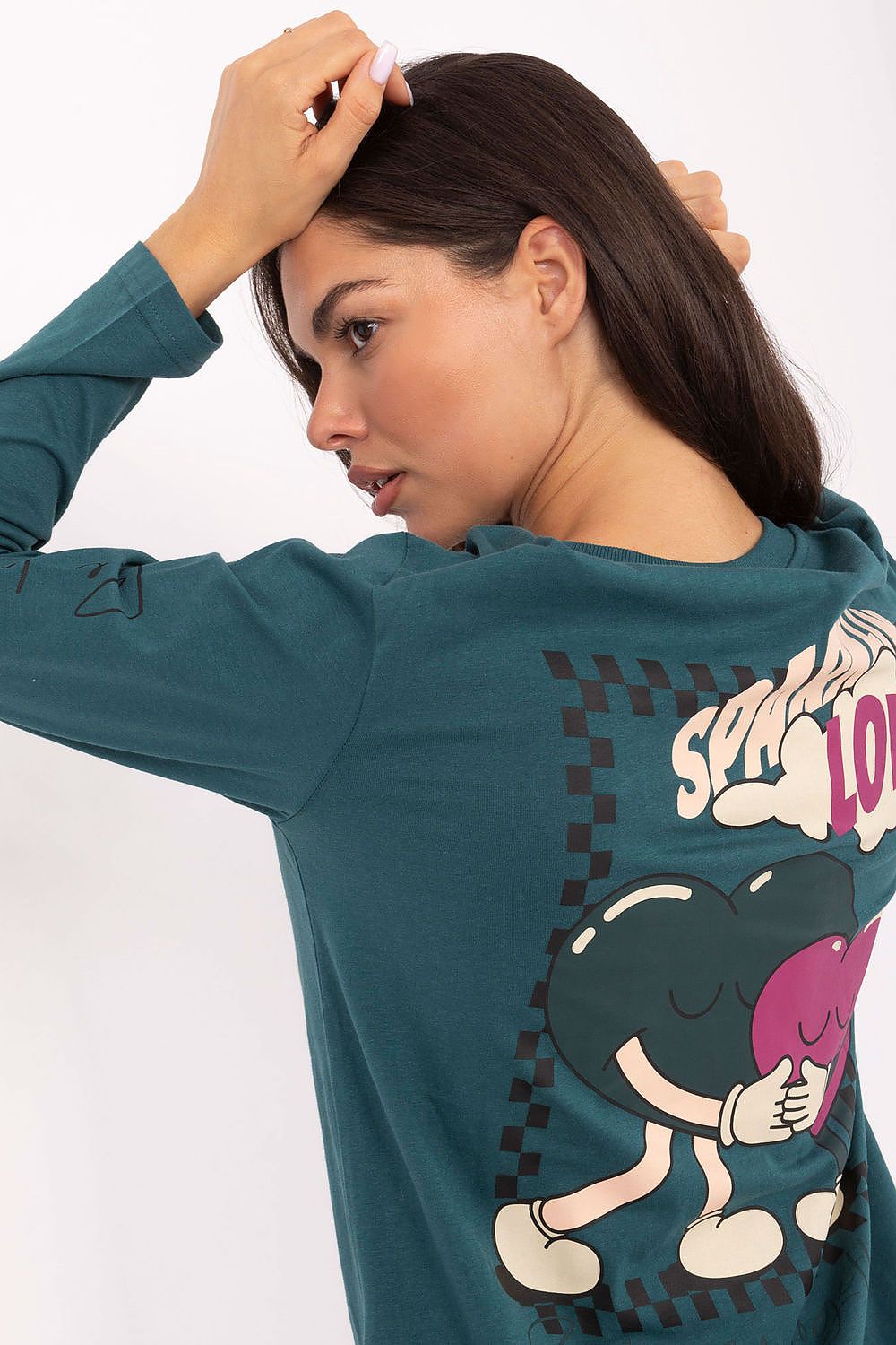 Stylish Sublevel Women's Long Sleeve Cotton Blouse, tailored for a luxurious fit and featuring modern prints, available in sizes XS to XL.