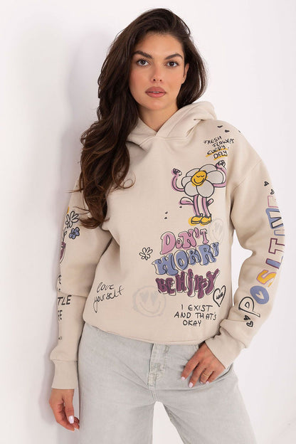 Luxury women's casual sweatshirt by Sublevel, featuring a stylish print and made from a comfort blend of cotton and polyester.