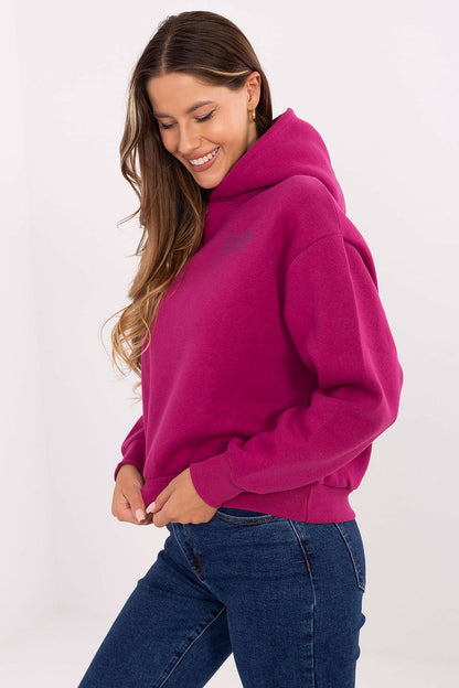 Women's luxury hoodie from Sublevel, designed with a practical hood and subtle front print for refined casual elegance.