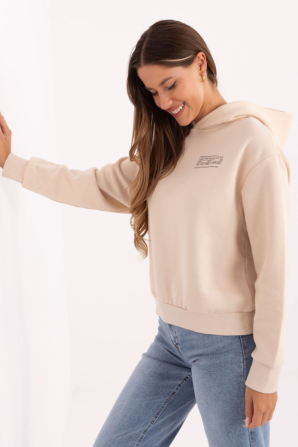 Stylish women's hoodie by Sublevel, showcasing a casual yet upscale aesthetic, ideal for versatile fashion choices.