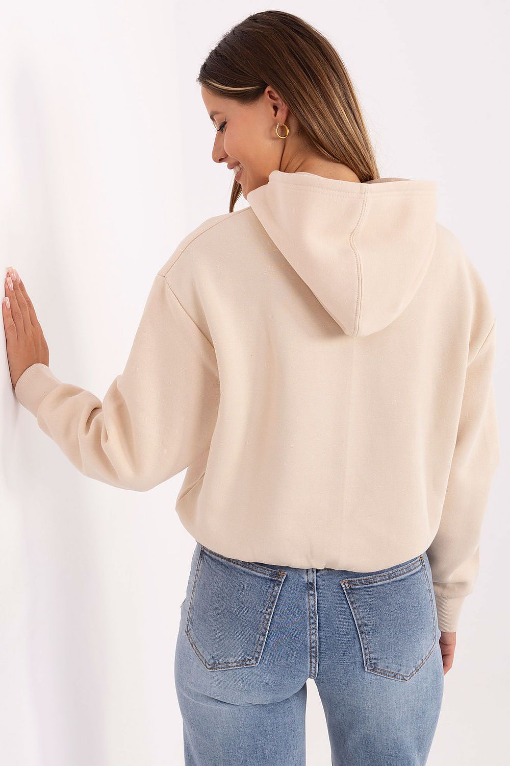 Luxurious women's casual hoodie by Sublevel, featuring a comfortable cotton-blend fabric and elegant long sleeves.