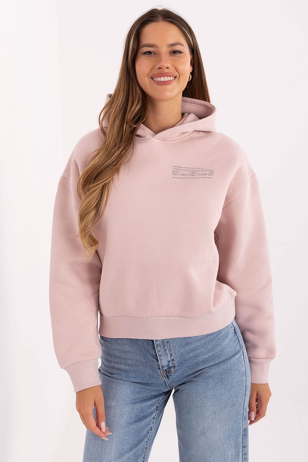 Stylish women's casual hoodie by Sublevel with a practical hood, designed for effortless everyday elegance.