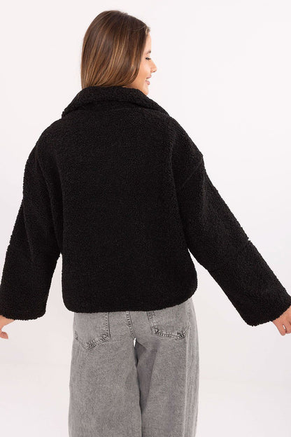 Luxurious women's faux fur jacket by Sublevel, featuring eco-leather inserts, perfect for stylish autumn and winter outfits.