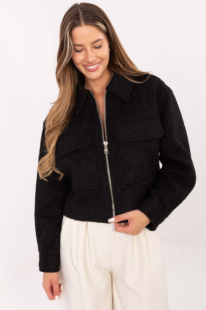 Women's luxurious artificial fur jacket with casual collar by Sublevel, showcasing a stylish design perfect for casual outfits, available in sizes XS to XXL.