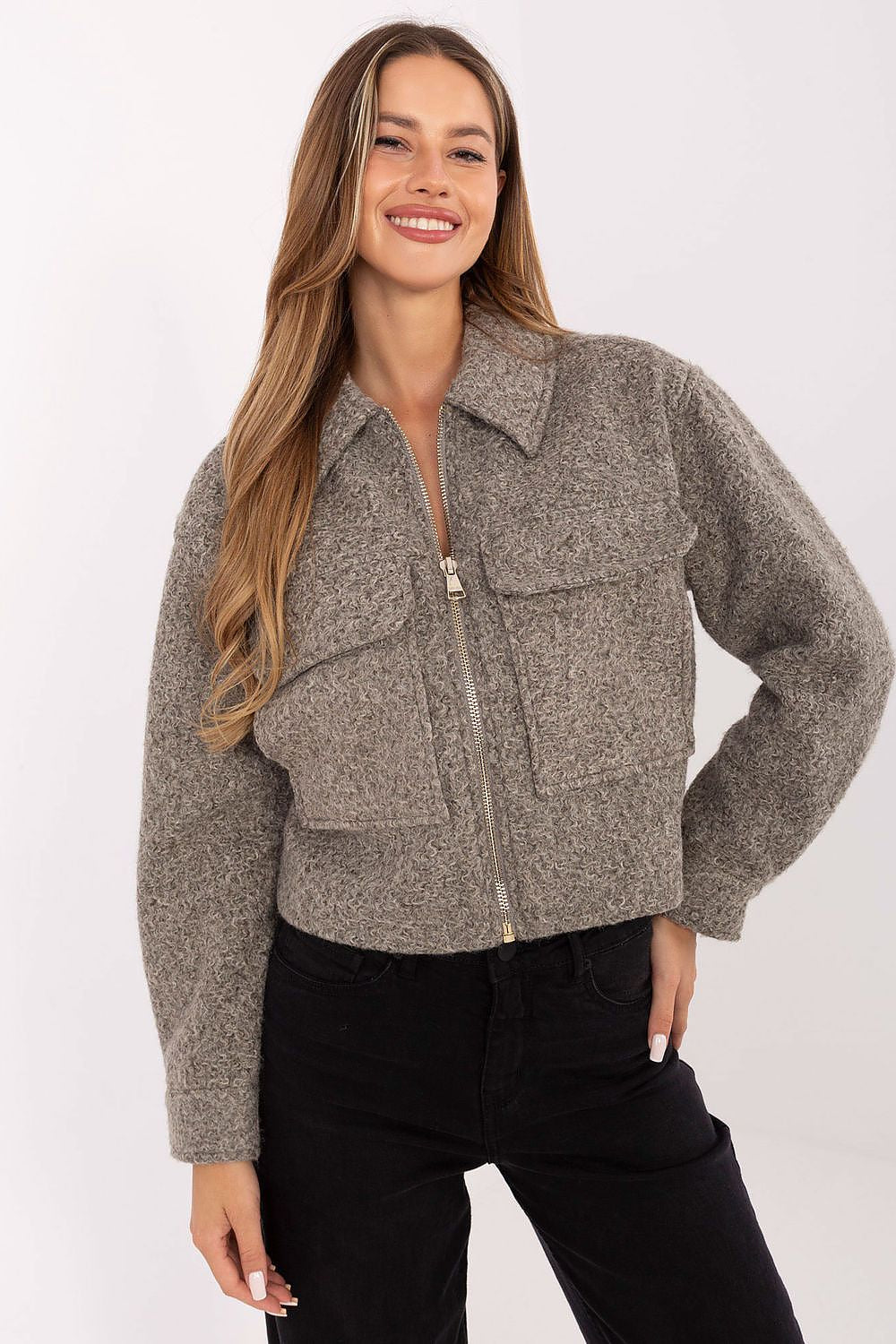 Luxurious artificial fur jacket for women by Sublevel, featuring a stylish casual collar, perfect for chic autumn and winter outfits.