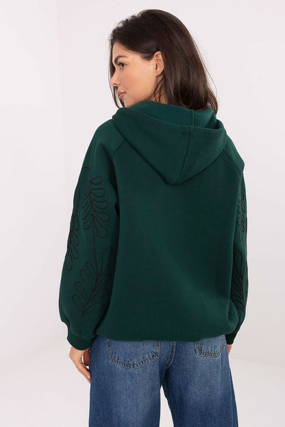 Chic casual women's hoodie with luscious embroidery and zipper closure by Relevance, perfect for combining comfort with luxury.