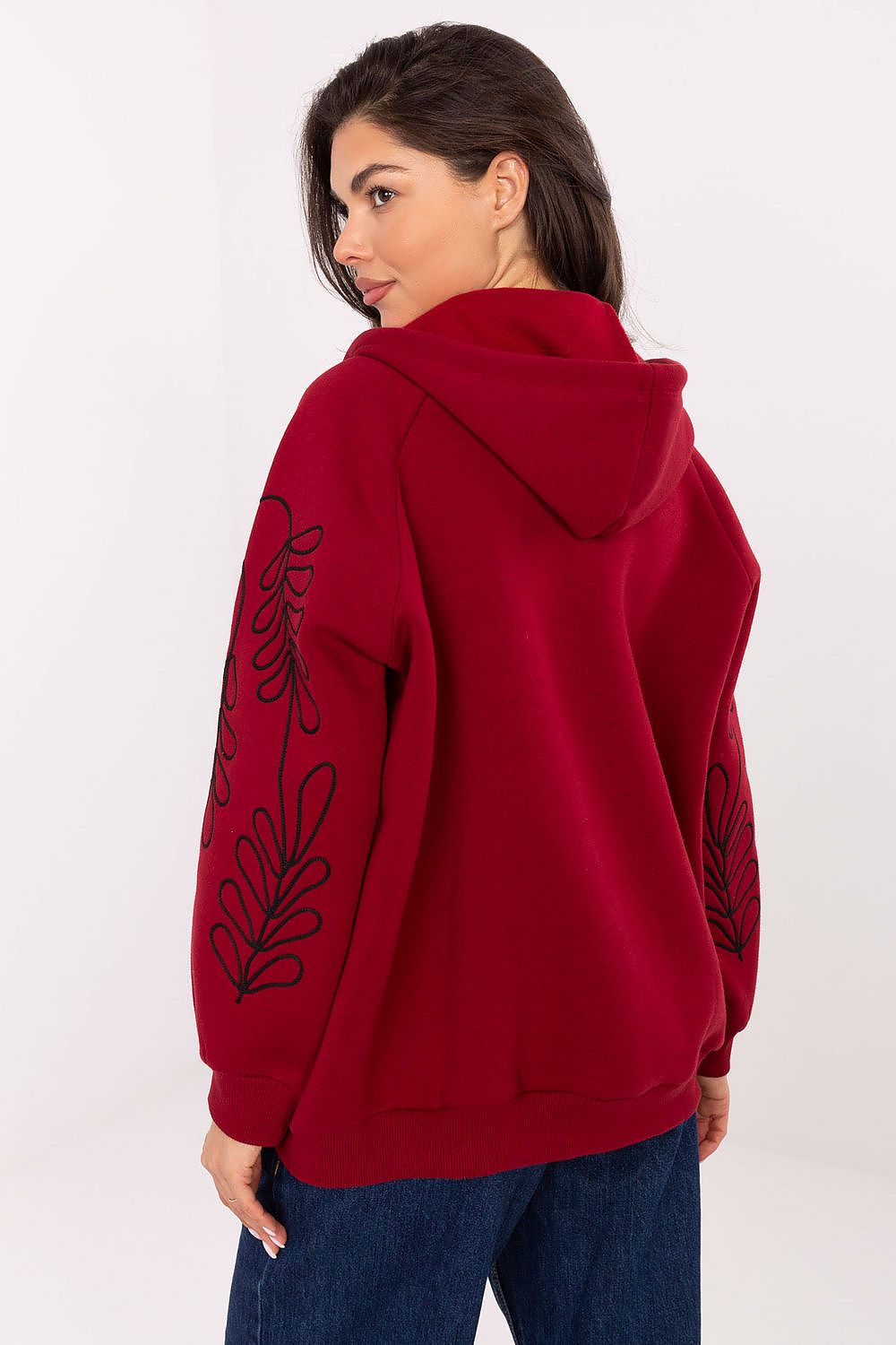 High-quality women's hoodie in EU sizes 0 by Relevance, crafted from cotton and spandex, designed for comfort and style with a chic embroidery detail.