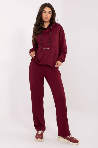 Luxury women's casual tracksuit set by Relevance featuring a soft viscose blend with a hood and kangaroo pocket, perfect for stylish everyday wear in EU size 0.
