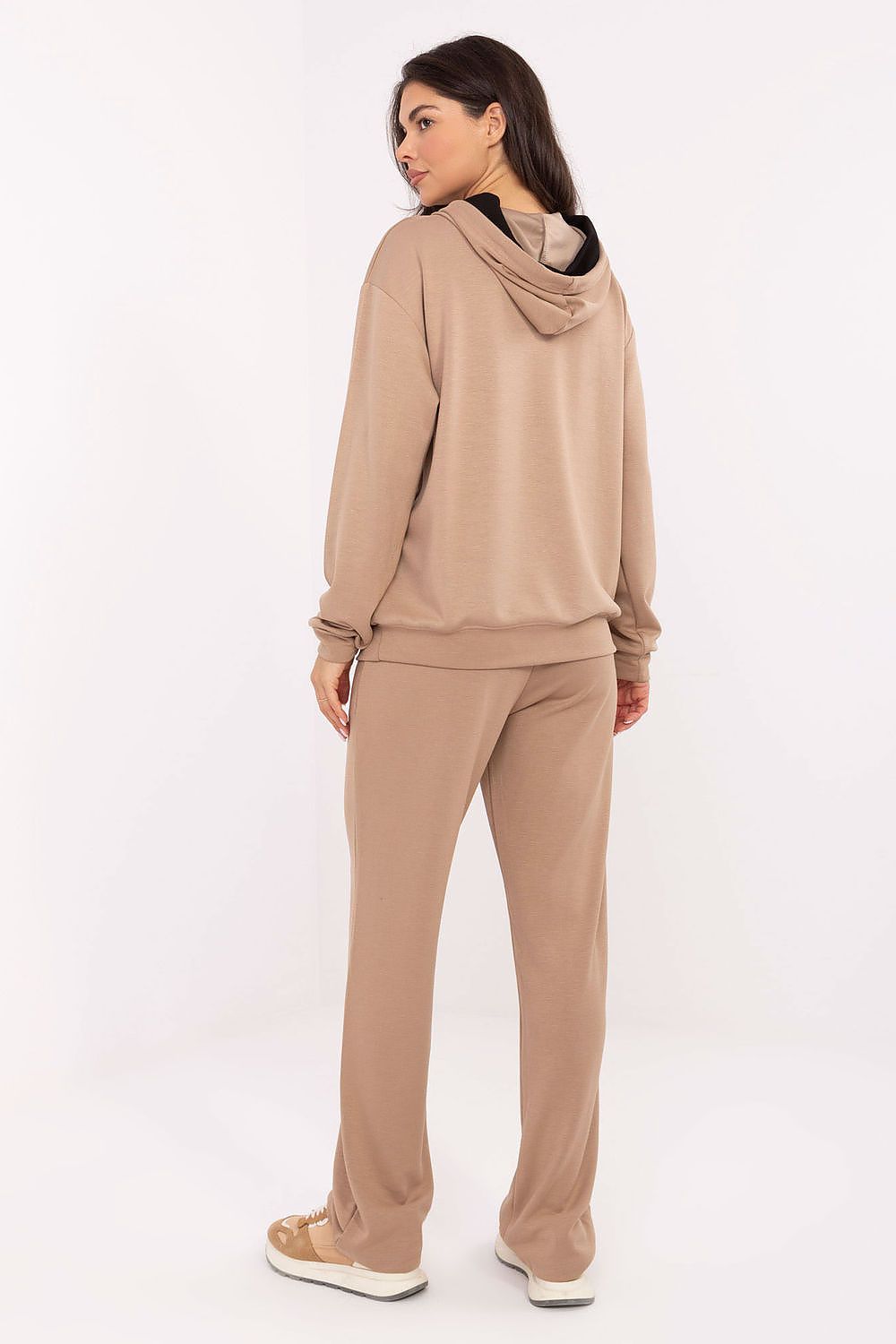 Relevance Women's Casual Tracksuit Set displayed with hooded sweatshirt and straight legged pants, made from soft viscose blend for luxurious everyday wear.