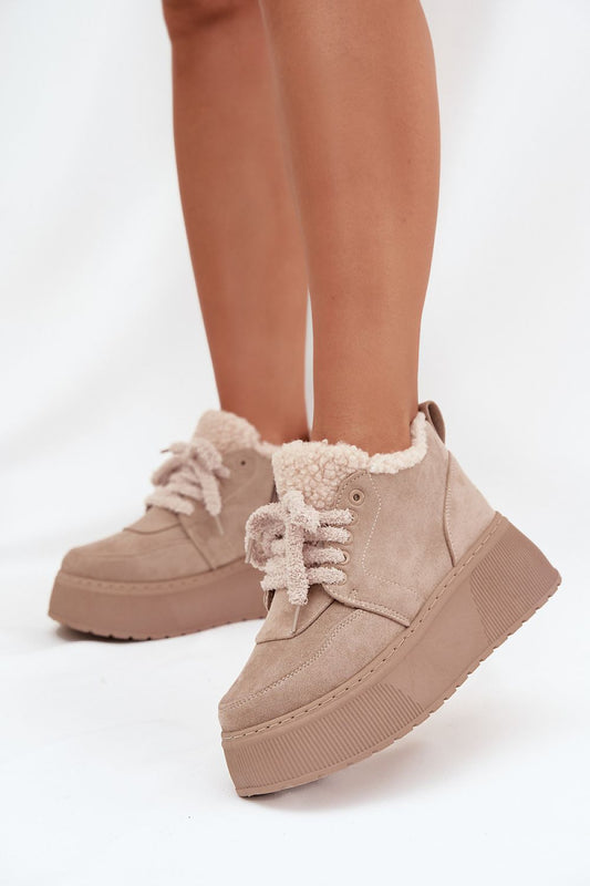 Elegant women's eco suede snow boots with luxurious fur lining and stylish platform by Step in Style, perfect for winter elegance.