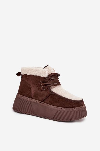 Luxury eco suede snow boots for women by Step in style, featuring a fur-lined interior, slip-on design, and solid platform for ultimate winter comfort and style.