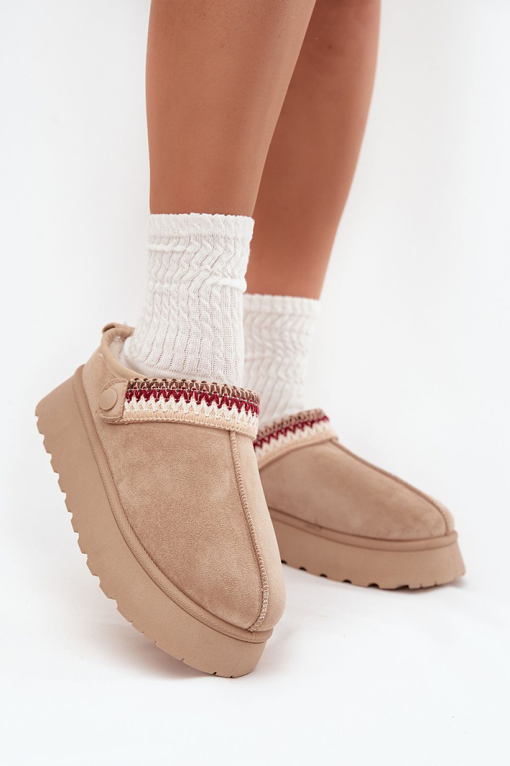 Luxury eco suede women's low snow boots from Step in Style featuring a removable embroidered strap, designed for warmth and comfort in winter.