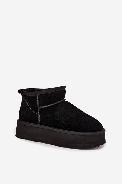 Close-up of Vinceza slip-on suede snow boots, highlighting premium materials and luxurious comfort suitable for colder days - Step in Style.